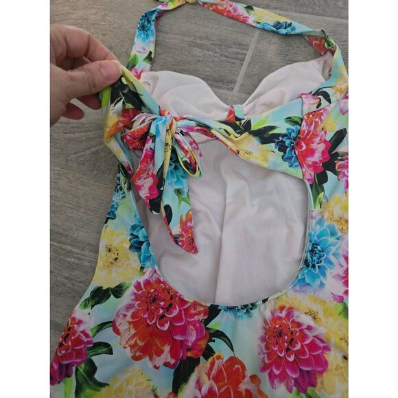 Women's Anthropologie Seafolly One Piece Floral Swimsuit Halter Neck Size US 8 - Picture 5 of 10
